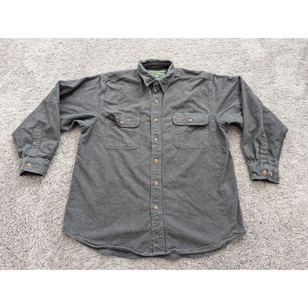 Field & Stream Button Up Shirt Mens Large Flannel Gray Outdoors Shacket